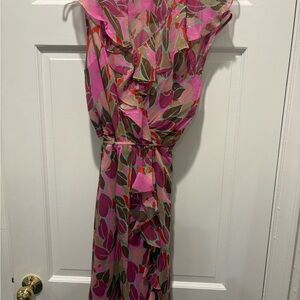 Vintage Milly Vibrant Pink and Green Maxi Dress